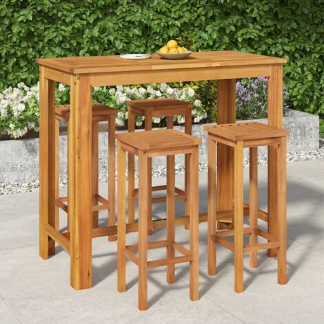 Ensemble Table et Chaise de Jardin 5 pcs - Ensemble Table à manger + 4 chaises Bois d'acacia solide BV367538 - BonneVie (1/5)