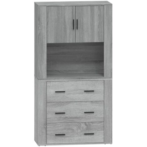 Buffet Commode Armoire Luxueux, pour Salon Chambre Entrée Cuisine, Sonoma gris Bois d'ingénierie OIB6151E (1/5)