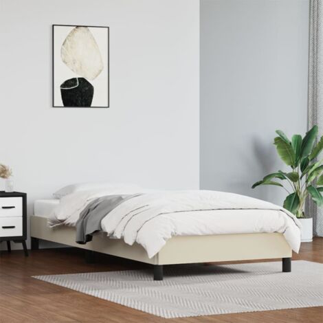 Lit adulte Contemporain Cadre de lit Crème 80x200 cm Similicuir 60114 (1/5)