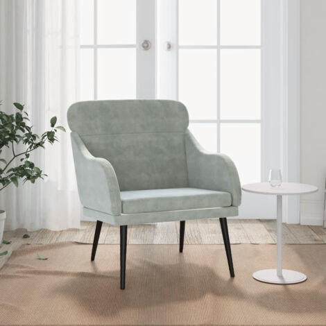 Fauteuil Relax - Fauteuil Salon Gris clair 63x76x80 cm Velours BV241211 - BonneVie (1/5)