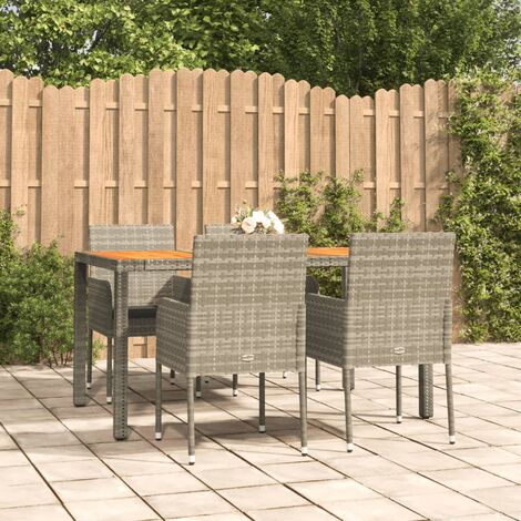 Ensemble Table et Chaise de Jardin 5 pcs - Ensemble Table à manger + 4 chaises avec coussins Gris BV431895 - BonneVie (1/5)