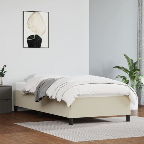 Lit adulte pour 1 personnes, Structure de lit, Assemblage Facile, Crème 90x200 cm Similicuir OIB1593E (1/5)