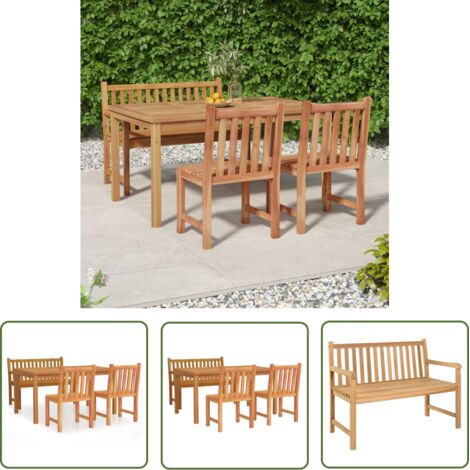 Ensemble Table et Chaise de Jardin Ensemble à dîner de jardin 4 pcs Bois de teck massif 24395 (1/5)