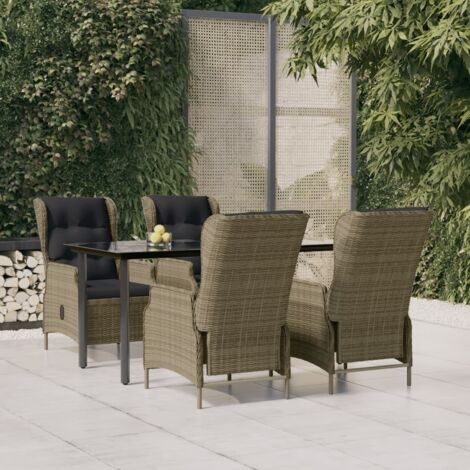 Ensemble Table et Chaise de Jardin Ensemble à dîner de jardin 5 pcs Marron Résine tressée 20034 (1/5)
