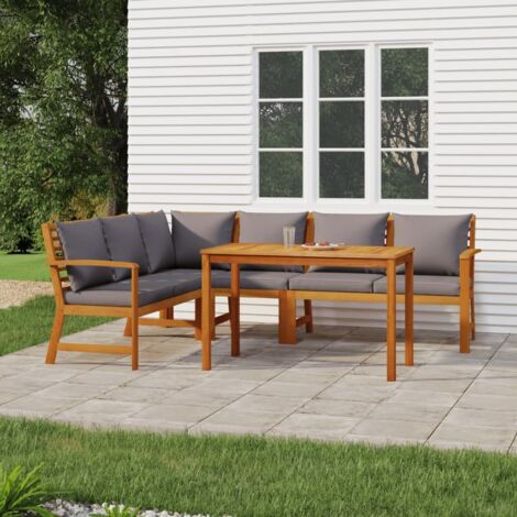 Ensemble Table et Chaise de Jardin avec coussins 5 pcs - Meuble de jardin Bois acacia BV746235 - BonneVie (1/5)