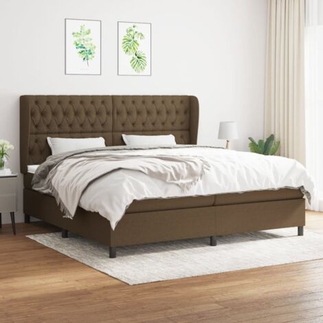 Lit double pour adulte Moderne - Lit à sommier tapissier avec matelas Marron foncé 200x200 cm BV590224 - BonneVie (1/5)