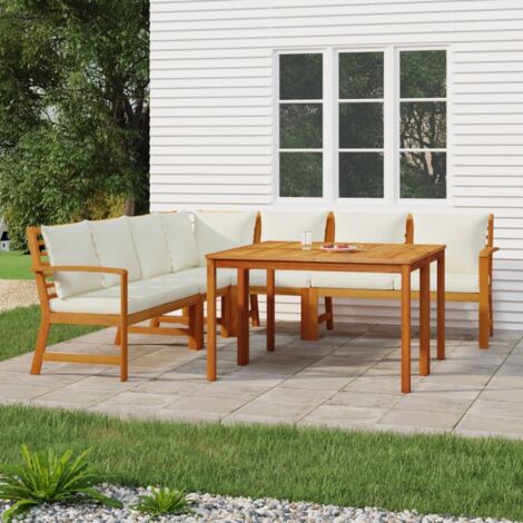 Ensemble Table et Chaise de Jardin avec coussins 7 pcs - Meuble de jardin Bois acacia BV726343 - BonneVie (1/5)