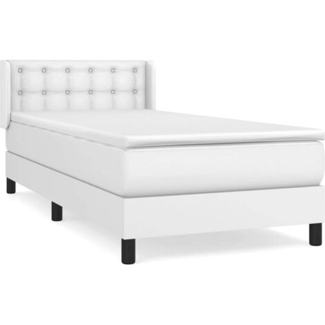 Lit simple pour adulte Moderne - Lit à sommier tapissier avec matelas Blanc 80x200 cm Similicuir BV699325 - BonneVie (1/5)