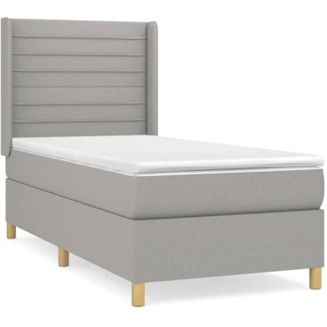 Lit adulte Contemporain  Lit à sommier tapissier avec matelas Gris clair 80x200 cm Tissu 33270 (1/5)