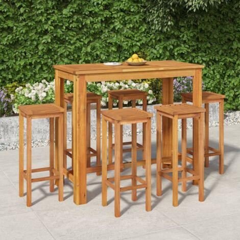 Ensemble Table et Chaise de Jardin 7 pcs - Ensemble Table à manger + 6 chaises Bois d'acacia solide BV758957 - BonneVie (1/5)
