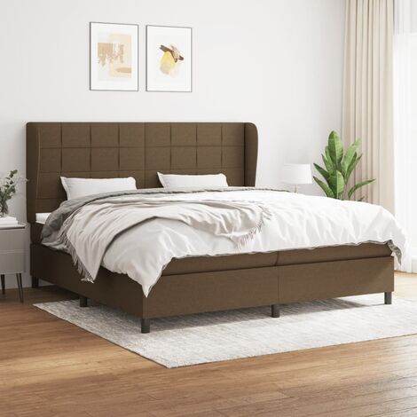 Lit double pour adulte Moderne - Lit à sommier tapissier avec matelas Marron foncé 200x200 cm BV988657 - BonneVie (1/5)