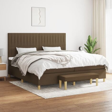Lit double pour adulte Moderne - Lit à sommier tapissier avec matelas Marron foncé 200x200 cm BV599075 - BonneVie (1/5)