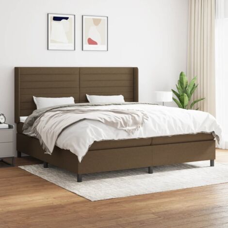 Lit double pour adulte Moderne - Lit à sommier tapissier avec matelas Marron foncé 200x200 cm BV332929 - BonneVie (1/5)