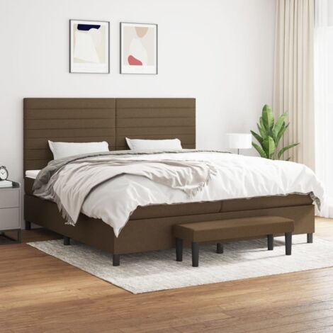 Lit double pour adulte Moderne - Lit à sommier tapissier avec matelas Marron foncé 200x200 cm BV139470 - BonneVie (1/5)