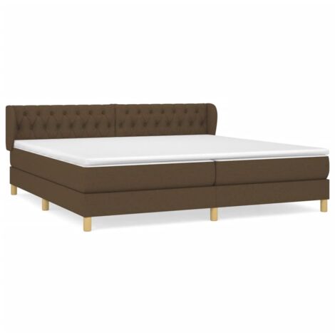 Lit à sommier tapissier avec matelas, Lit adulte pour 2 personnes Assemblage Facile, Marron foncé 200x200 cm OIB2923E (1/5)
