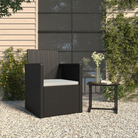 Chaise de jardin - Chaise d'extérieur pour terrasse/jardin avec coussin Noir Résine tressée BV339122 - BonneVie (1/5)