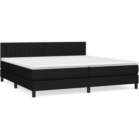 Lit adulte Contemporain Lit à sommier tapissier avec matelas Noir 200x200 cm Tissu 93212 (1/5)