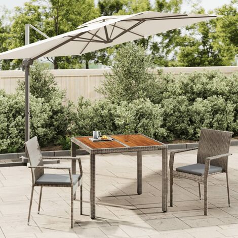 Ensemble Table et Chaise de Jardin 3 pcs - Ensemble Table à manger + 2 chaises avec coussins Gris BV810849 - BonneVie (1/5)