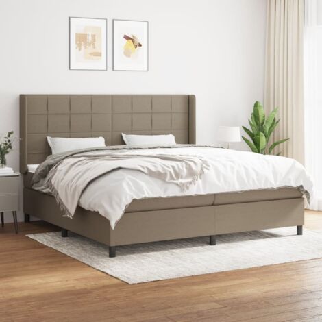 Lit adulte Contemporain Lit à sommier tapissier avec matelas Taupe 200x200 cm Tissu 83123 (1/5)