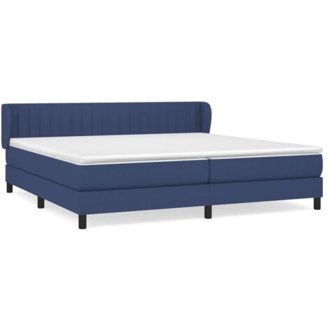 Lit à sommier tapissier avec matelas, Lit adulte pour 2 personnes Assemblage Facile, Bleu 200x200 cm Tissu OIB5578E (1/5)