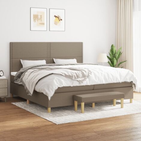 Lit double pour adulte Moderne - Lit à sommier tapissier avec matelas Taupe 200x200 cm Tissu BV903374 - BonneVie (1/5)