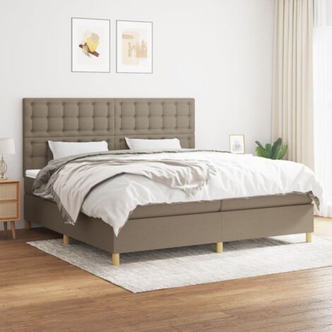 Lit double pour adulte Moderne - Lit à sommier tapissier avec matelas Taupe 200x200 cm Tissu BV201989 - BonneVie (1/5)