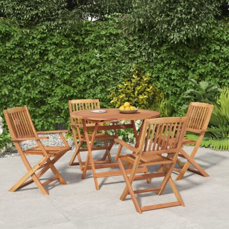 Ensemble Table et Chaise de Jardin 5 pcs - Ensemble Table à manger + 4 chaises Bois d'acacia solide BV727785 - BonneVie (1/5)