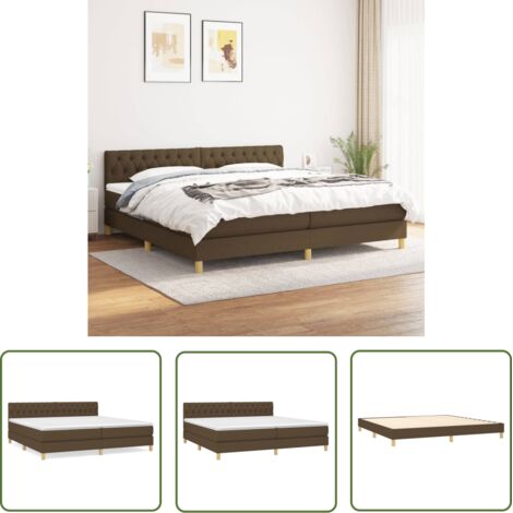 Lit à sommier tapissier avec matelas, Lit adulte pour 2 personnes Assemblage Facile, Marron foncé 200x200 cm OIB5629E (1/5)