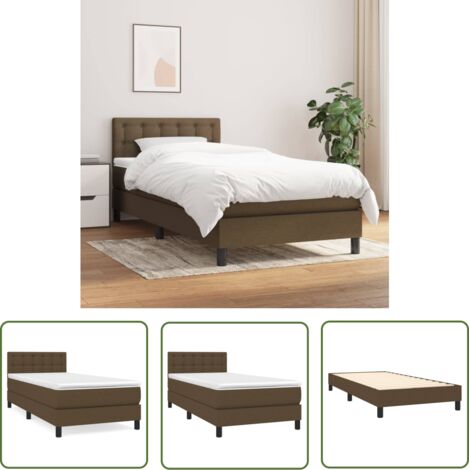 The Living Store Sommier à lattes de lit avec matelas Marron foncé 90x190 cm - Lit Plateforme - Lit Double - Matelas Ressorts Ensachés - Literie - Chambre À Coucher (1/5)