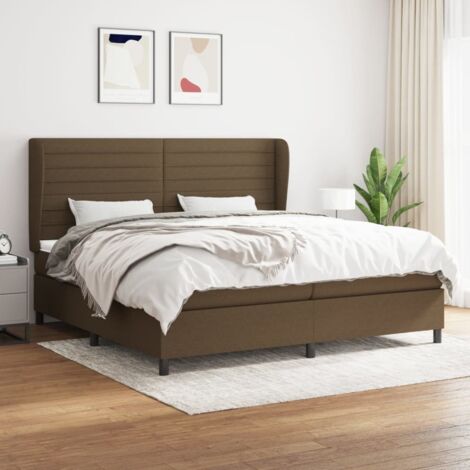 Lit double pour adulte Moderne - Lit à sommier tapissier avec matelas Marron foncé 200x200 cm BV676783 - BonneVie (1/5)