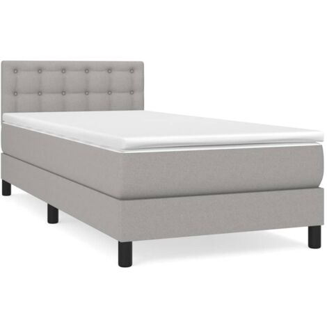 Lit adulte Contemporain  Lit à sommier tapissier avec matelas Gris clair 80x200 cm Tissu 66813 (1/5)