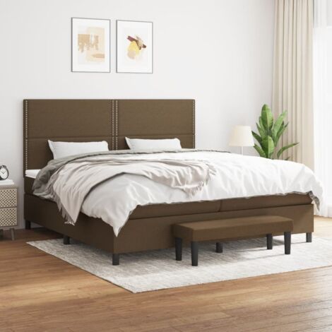 Lit double pour adulte Moderne - Lit à sommier tapissier avec matelas Marron foncé 200x200 cm BV759679 - BonneVie (1/5)