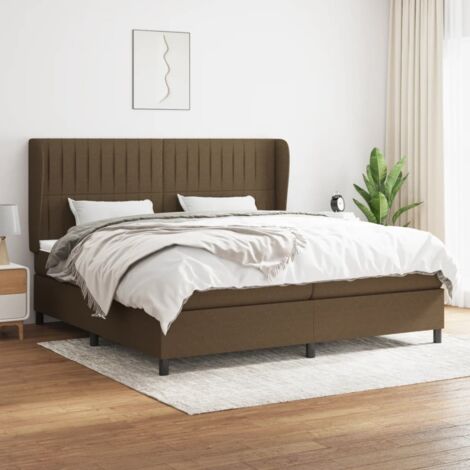 Lit double pour adulte Moderne - Lit à sommier tapissier avec matelas Marron foncé 200x200 cm BV976898 - BonneVie (1/5)