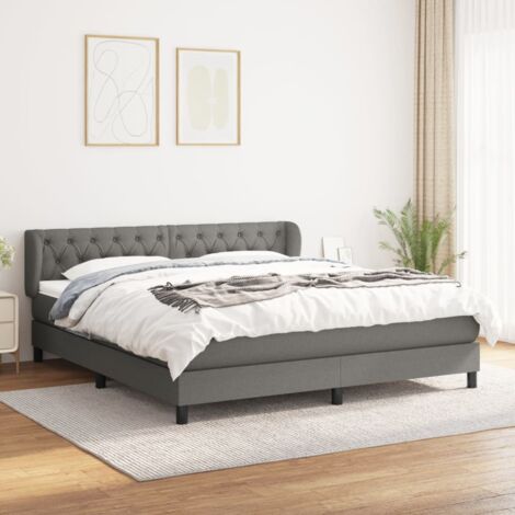 Lit adulte Contemporain  Lit à sommier tapissier avec matelas Gris foncé 160x200cm Tissu 95475 (1/5)