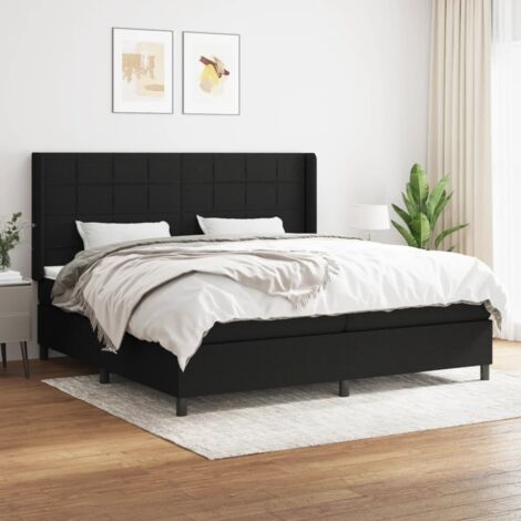 Lit adulte Contemporain Lit à sommier tapissier avec matelas Noir 200x200 cm Tissu 50729 (1/5)