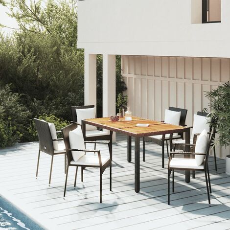 Ensemble Table et Chaise de Jardin Mobilier à dîner de jardin et coussins 5pcs Noir Résine tressée 50458 (1/5)
