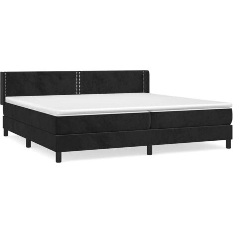 Lit adulte Contemporain Lit à sommier tapissier et matelas Noir 200x200 cm Velours 18949 (1/5)