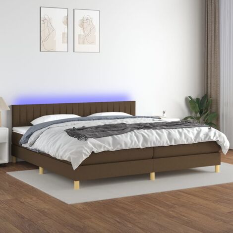 Sommier tapissier matelas et LED - Sommier pour Adulte et Enfant - Marron foncé 200x200 cm Tissu BV120410 - BonneVie (1/5)