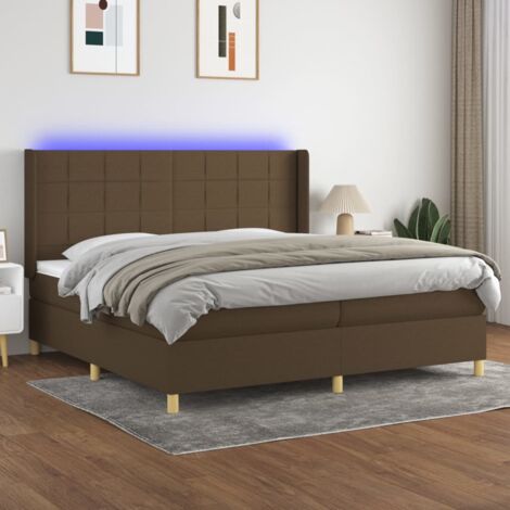 Sommier tapissier matelas et LED - Sommier pour Adulte et Enfant - Marron foncé 200x200 cm Tissu BV610901 - BonneVie (1/5)