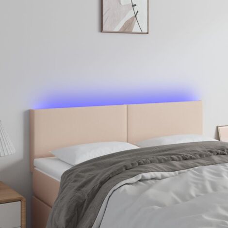 Tête de lit à LED Armoire de tête de lit Cappuccino 144x5x78/88 cm Similicuir 23228 (1/5)