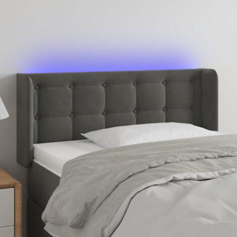Tête de lit à LED Résistante et économique, Panneau de lit, Gris foncé 103x16x78/88 cm Velours OIB1722E (1/5)