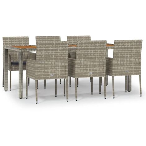 Ensemble Table et Chaise de Jardin et coussins 7 pcs - Meuble de jardin gris rotin BV848540 - BonneVie (1/5)