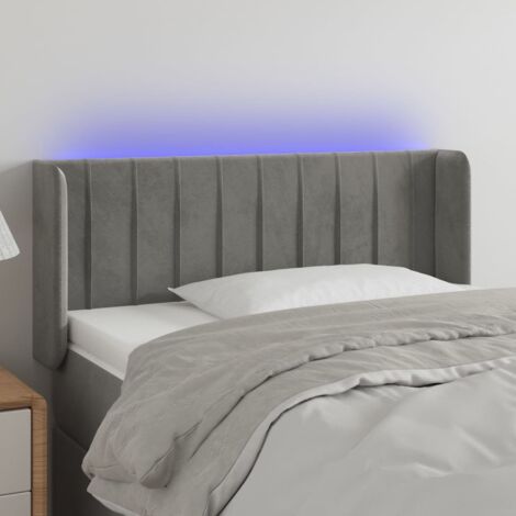 Tête de lit à LED Armoire de tête de lit Gris clair 83x16x78/88 cm Velours 94402 (1/5)