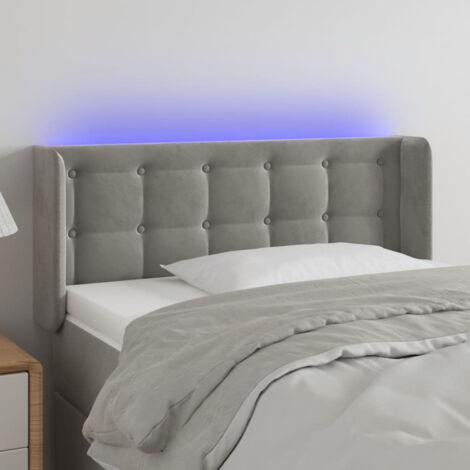 Tête de lit à LED Résistante et économique, Panneau de lit, Gris clair 93x16x78/88 cm Velours OIB1514E (1/5)