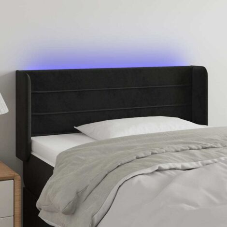 Tête de lit à LED Armoire de tête de lit Noir 93x16x78/88 cm Velours 99472 (1/5)