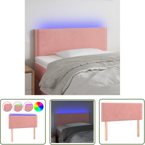 Tête de lit à LED  Armoire de tête de lit Rose 100x5x78/88 cm Velours 17325 (1/5)