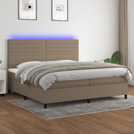 Sommier tapissier et matelas et LED - Sommier pour Adulte et Enfant - Taupe 200x200 cm Tissu BV415015 - BonneVie (1/5)
