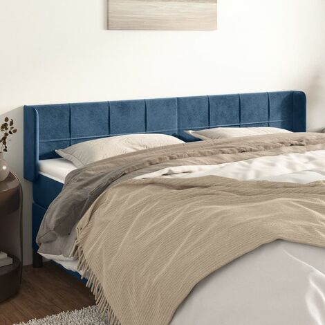 Tête de lit avec oreilles Style Classique Armoire de lit - Bleu foncé 203x16x78/88 cm Velours BV252262 - BonneVie (1/5)