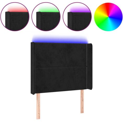 Tête de lit à LED Résistante et économique, Panneau de lit, Noir 103x16x118/128 cm Velours OIB9341E (1/5)