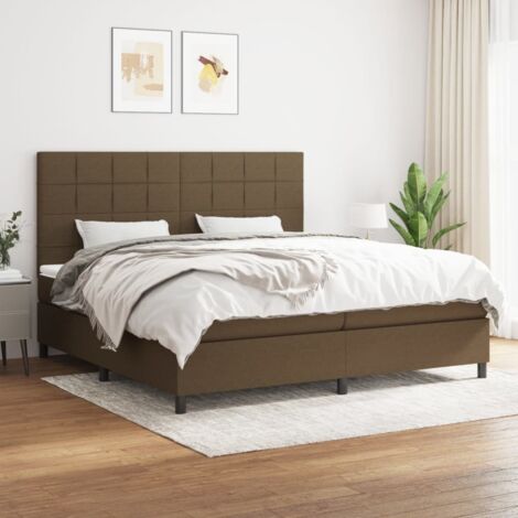 Lit double pour adulte Moderne - Lit à sommier tapissier avec matelas Marron foncé 200x200 cm BV958113 - BonneVie (1/5)